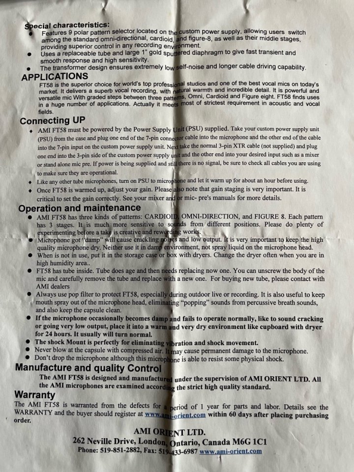 Micrófono de válvulas Tube AMI FT58 de segunda mano · Foto 9 de 10 · Guadalajara · 500 €