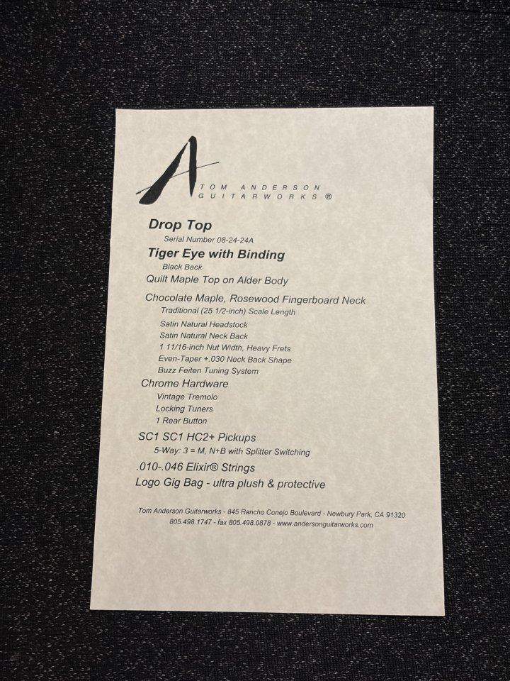 Tom Anderson Drop Top Quilted Top Tiger Eye