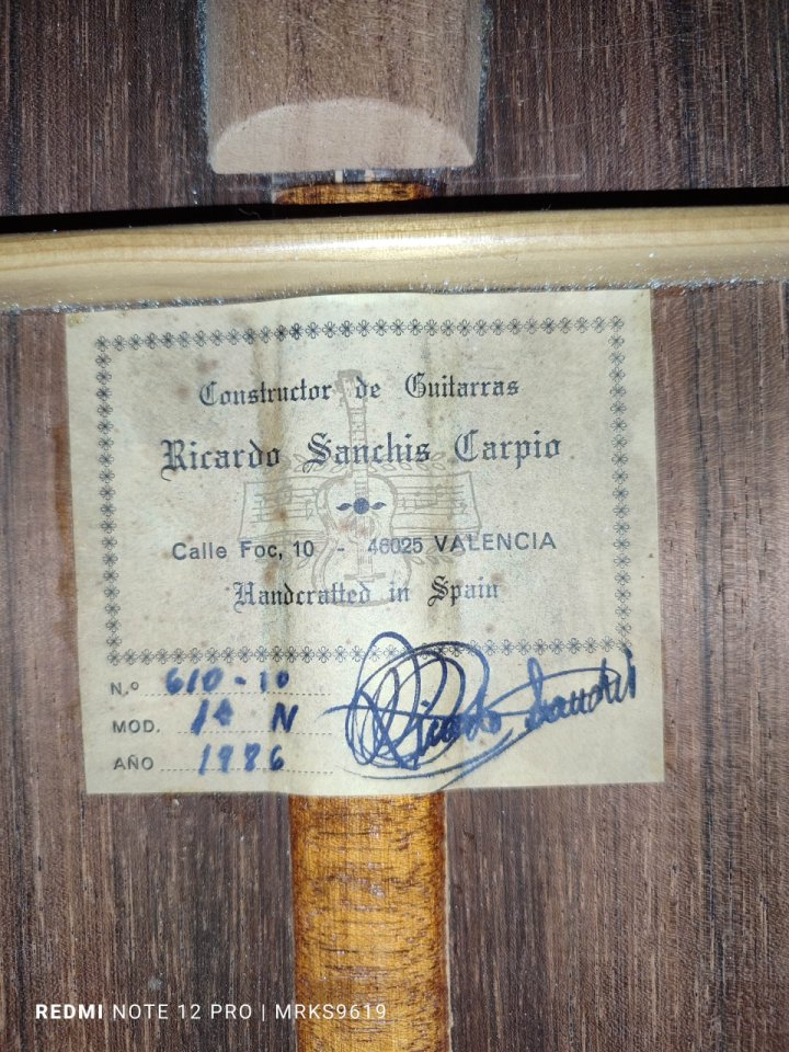 Guitarra clásica Ricardo Sanchís Carpio 1986