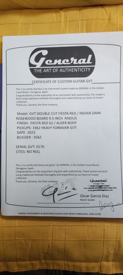 GVT 1962 Double cut Custom Fiesta Red ( 2023 )