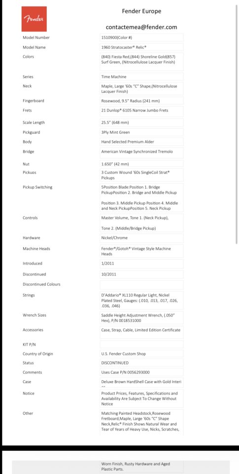 Fender Stratocaster Custom Shop 60 Surf green Matching headstock de segunda mano · Foto 3 de 10 · Valencia