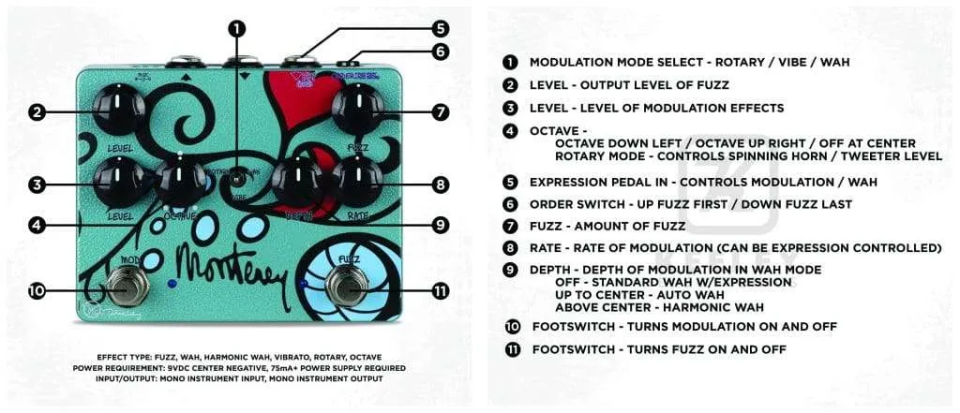 Keeley Electronics Monterey Rotary / Fuzz / Vibe / Harmonic Wah de segunda mano · Foto 9 de 9 · Valencia · 279 €