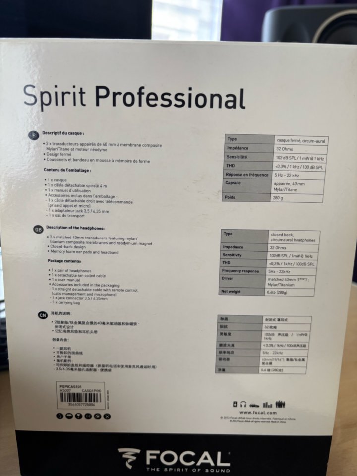 Focal Spirit Professional (Listen Pro) Auriculares Cerrados