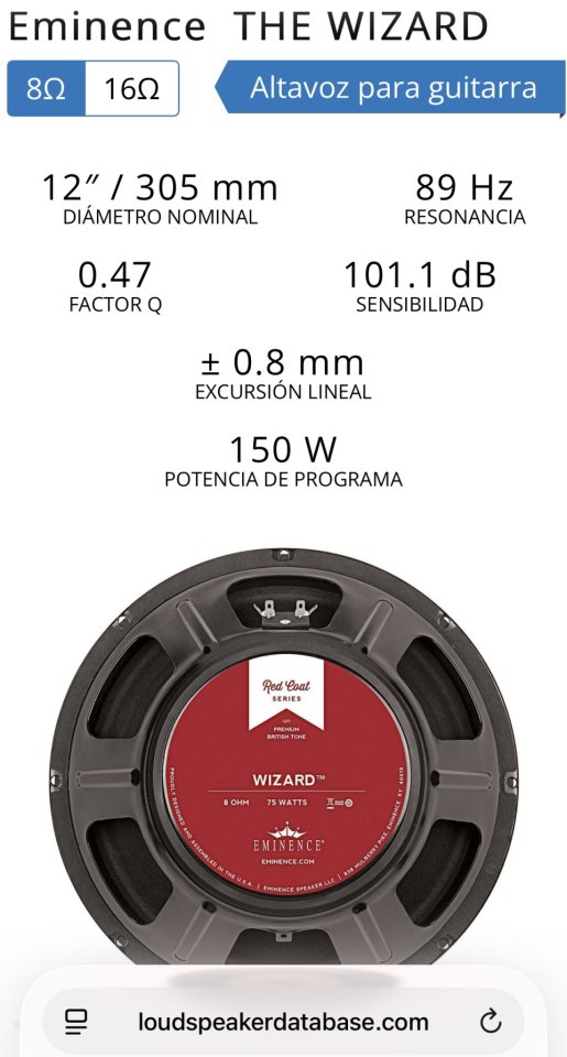 Dos Eminence Wizard 8 ohmios de segunda mano · Foto 9 de 10 · Zaragoza · 115 €