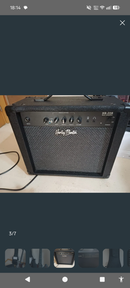 Bajo eléctrico Harley Benton PJ-4 SBK Deluxe Series y amplificador 20W bajo de segunda mano · Foto 3 de 7 · Madrid · 150 €