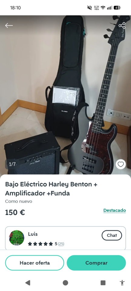 Bajo eléctrico Harley Benton PJ-4 SBK Deluxe Series y amplificador 20W bajo de segunda mano · Foto 6 de 7 · Madrid · 150 €