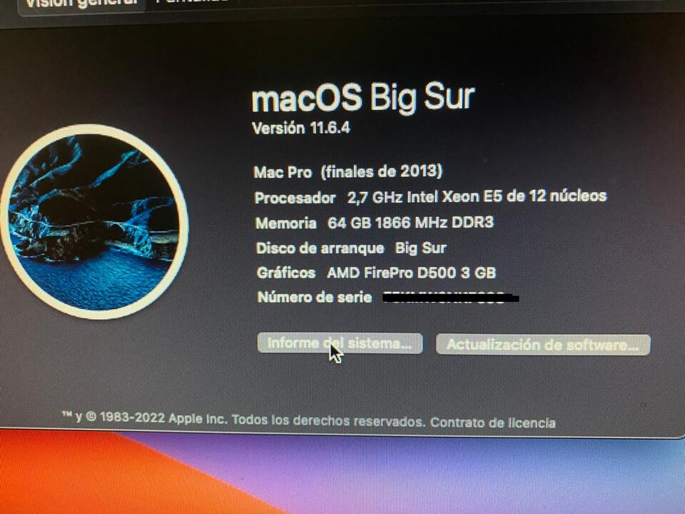 Rebajas-oportunidad-Apple Mac Pro 6,1,12 cores/64gb ram/1tb ssd/D300 1 año garantía