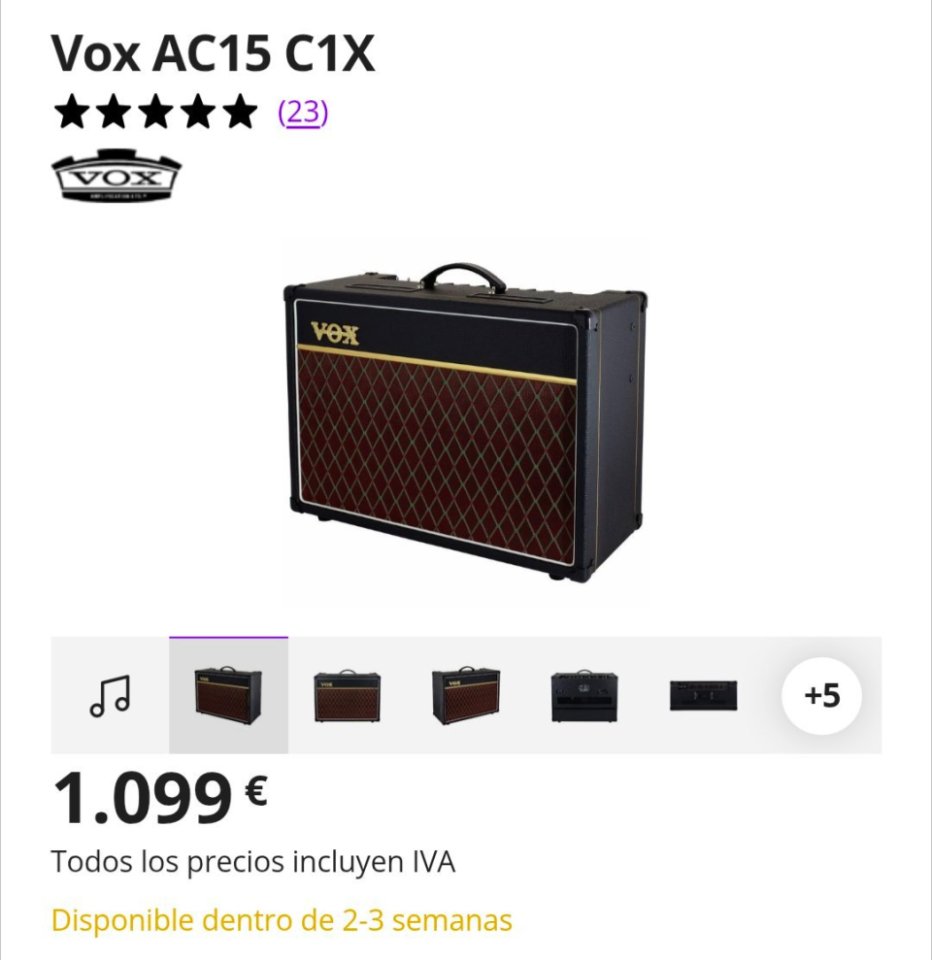 VOX AC15 C1X amplificador de segunda mano · Foto 10 de 10 · A Coruña · 550 €