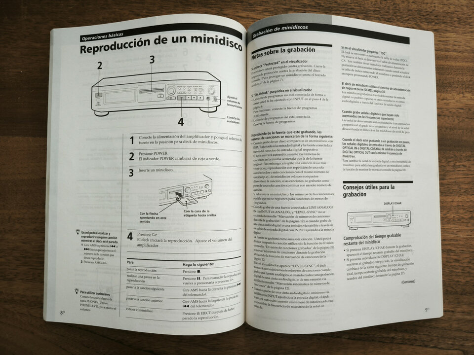 Sony MiniDisc MDS-JE510 manual de usuario