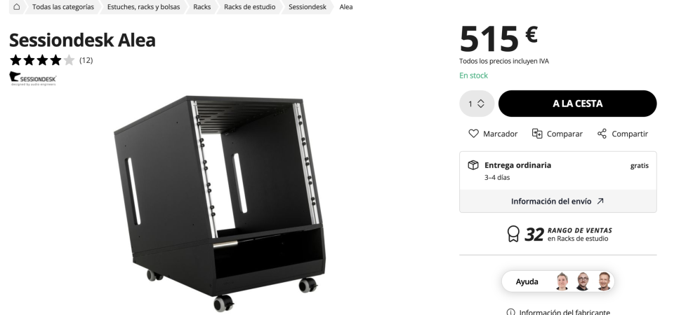 Mesa rack para estudio Sessiondesk Alea + Sessiondesk Nivel