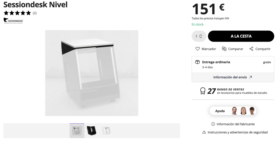 Mesa rack para estudio Sessiondesk Alea + Sessiondesk Nivel