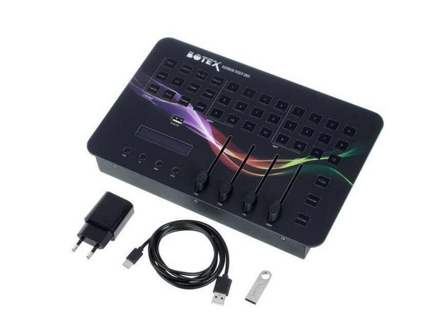 Mesa consola luces preprogramada DMX Botex Rainbow Rider + estuche DJ grupo