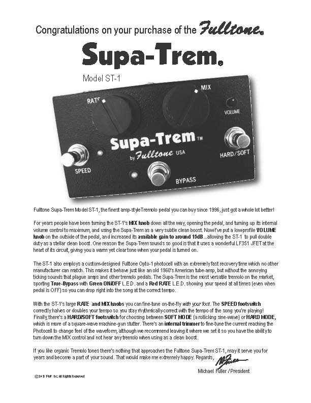 Fulltone Supa-Trem ST-1 - envío incluido de segunda mano · Foto 5 de 6 · Madrid · 220 €