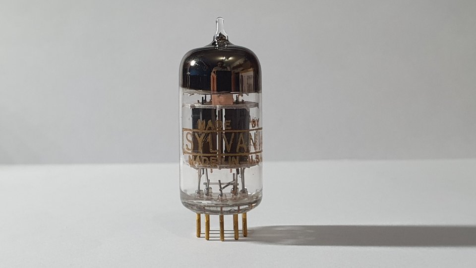 Válvula Sylvania 5751 NOS Gold Brand 3-Mica Grey Plate Gold Pin tubo previo