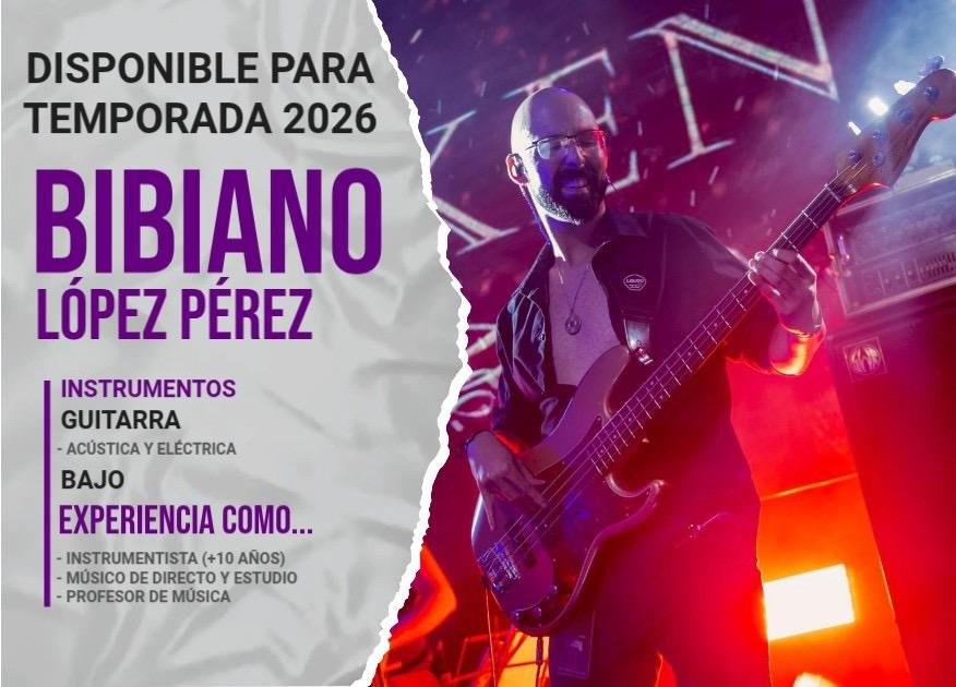 Se ofrece músico (bajista y guitarrista) para TEMPORADA 2026