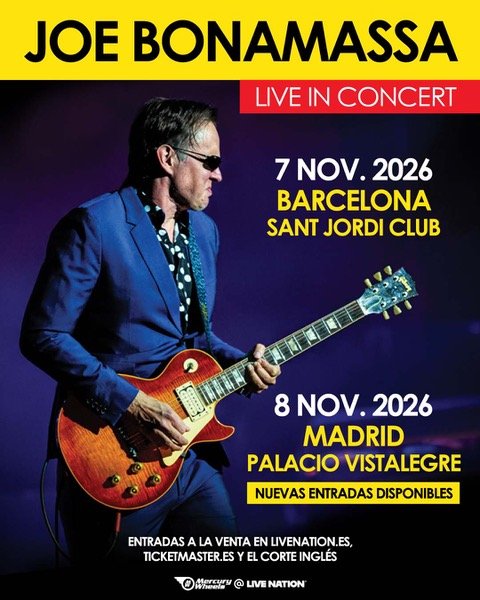 Entrada para Joe Bonamassa Barcelona 7 Nov 2026 de segunda mano · Barcelona · 69 €