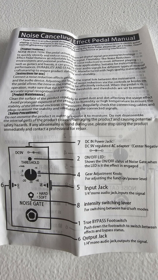 Noise Gate para guitarra/bajo. Puerta de Ruido