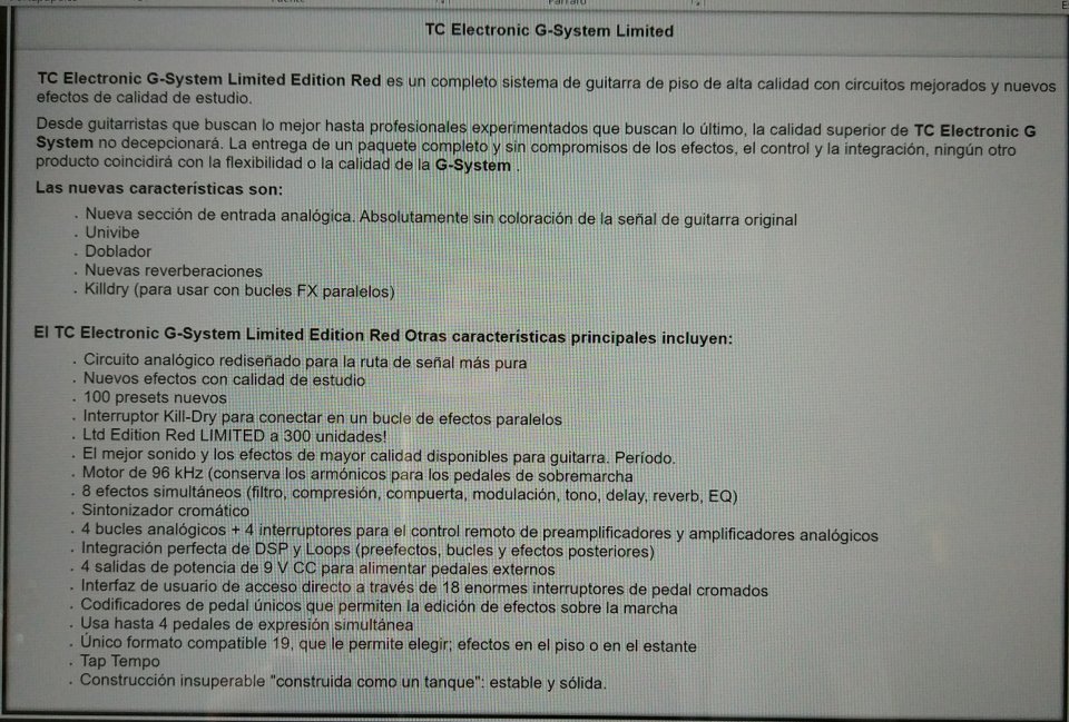 PEDALERA TC ELECTRONIC G-system