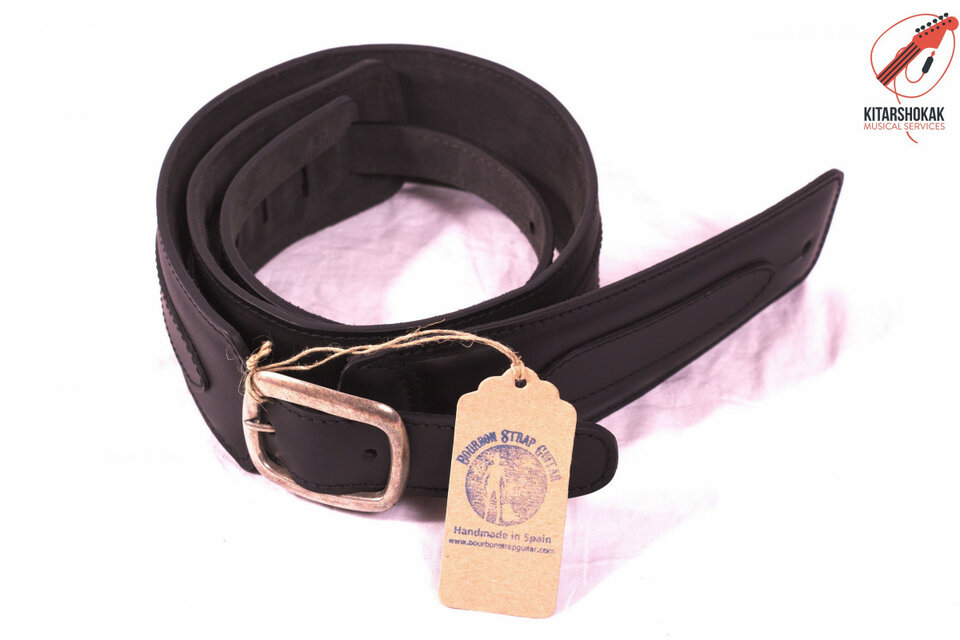 Bourbon Strap Guitar Black Buckle Leather Strap