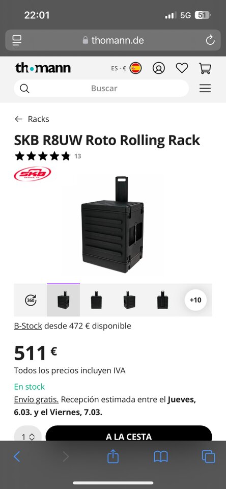 VENDO O CAMBIO SKB R8U Rack Rolling Rack
