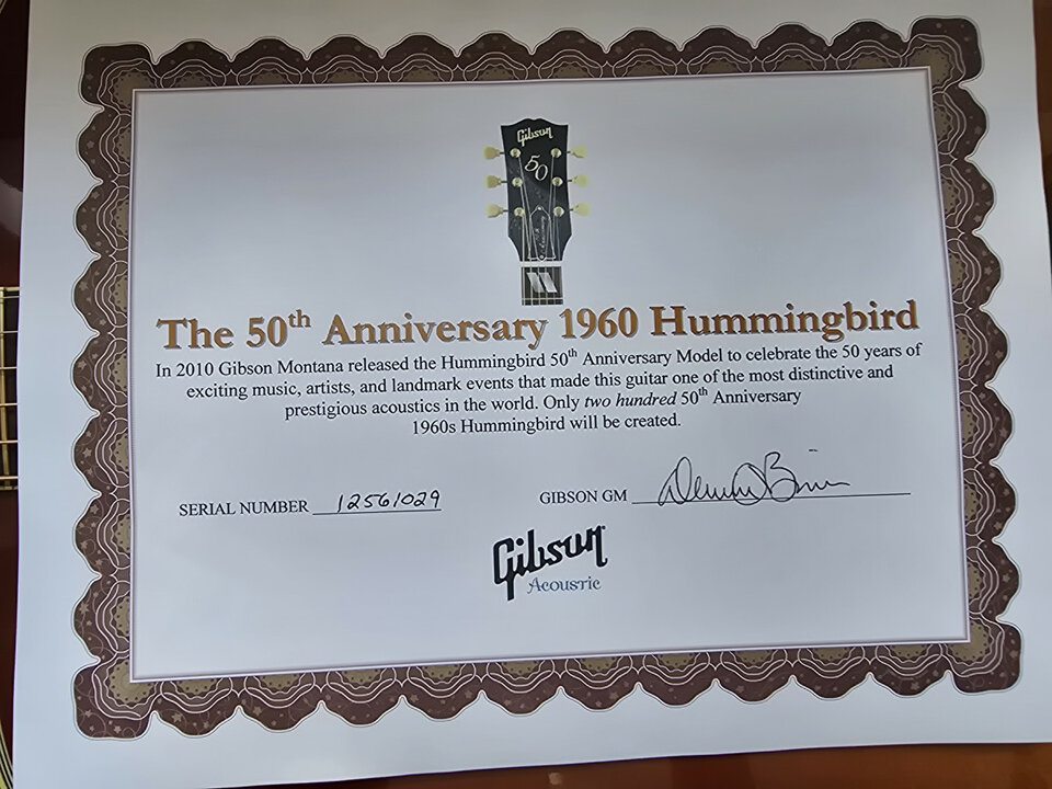 Gibson hummingbird custom shop 50th
