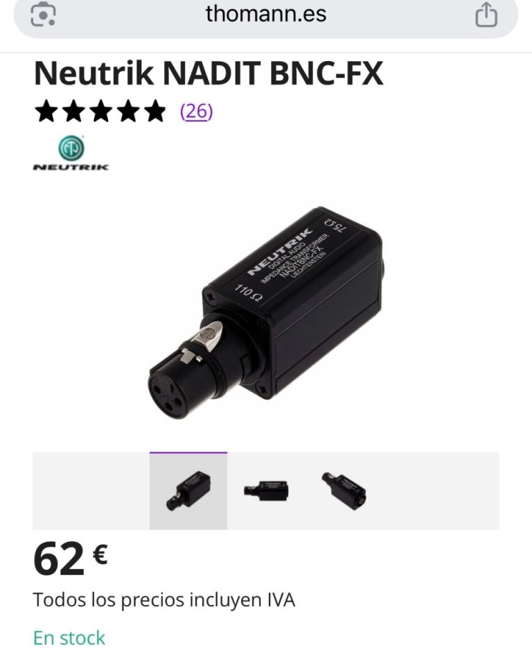 Conversor Neutrik XLR - SDI de segunda mano · Foto 4 de 4 · Barcelona · 35 €