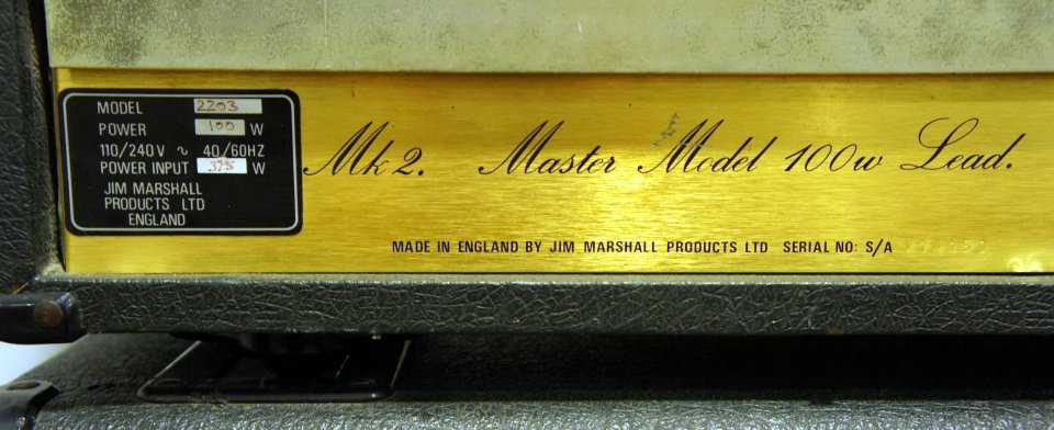 Cabezal Marshall JCM800 Mº 2203 Vintage de los 80