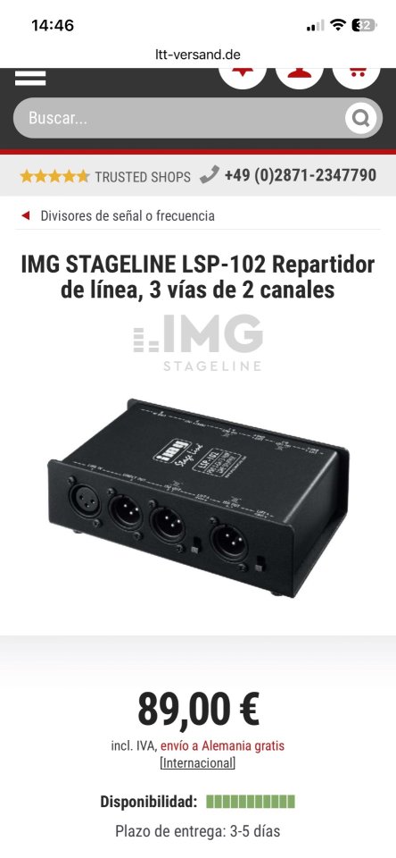 IMG STAGELINE LSP-102 Repartidor de línea, 3 vías de 2 canales de segunda mano · Foto 4 de 4 · Barcelona · 50 €