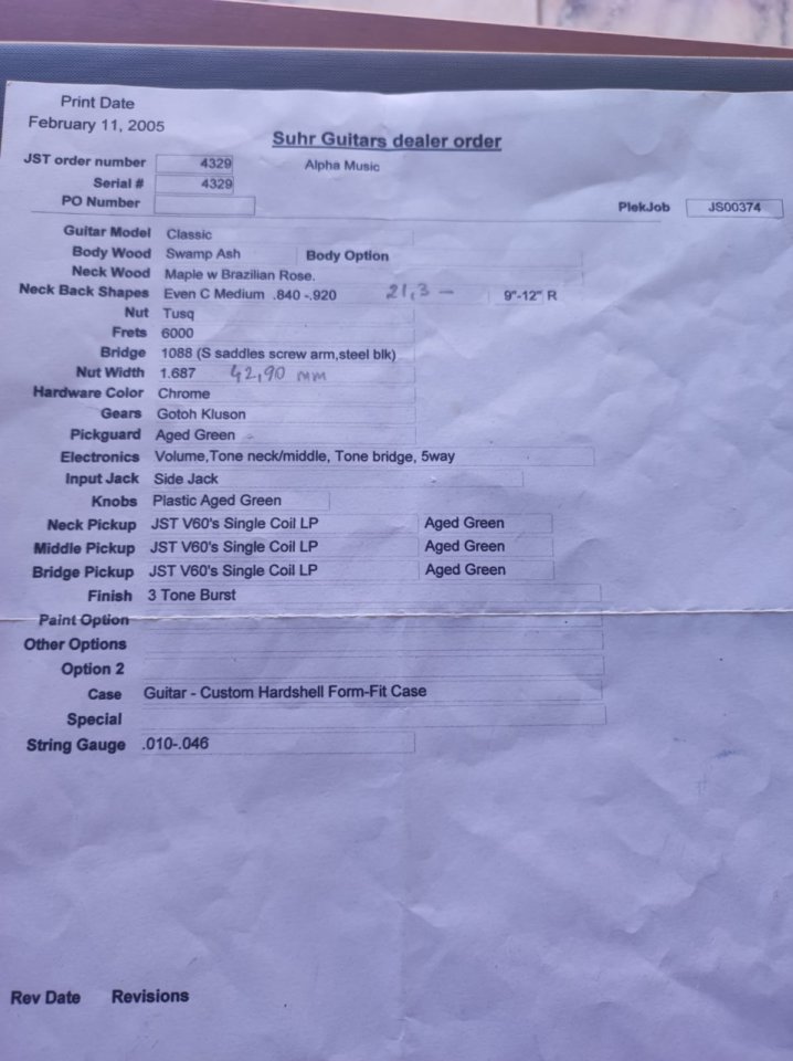 Suhr Classic 2005 Brasilian Rosewood