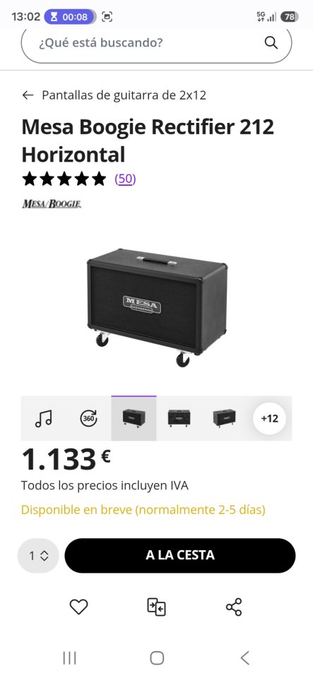 Mesa Boogie 212 Rectifier horizontal de segunda mano · Foto 8 de 9 · Valencia · 700 €