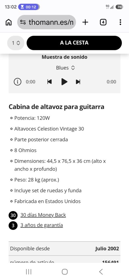Mesa Boogie 212 Rectifier horizontal de segunda mano · Foto 9 de 9 · Valencia · 700 €