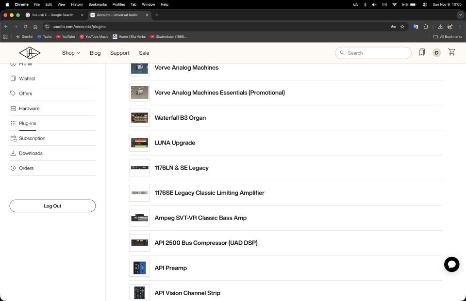 Cuenta de Ilok con Universal Audio y más