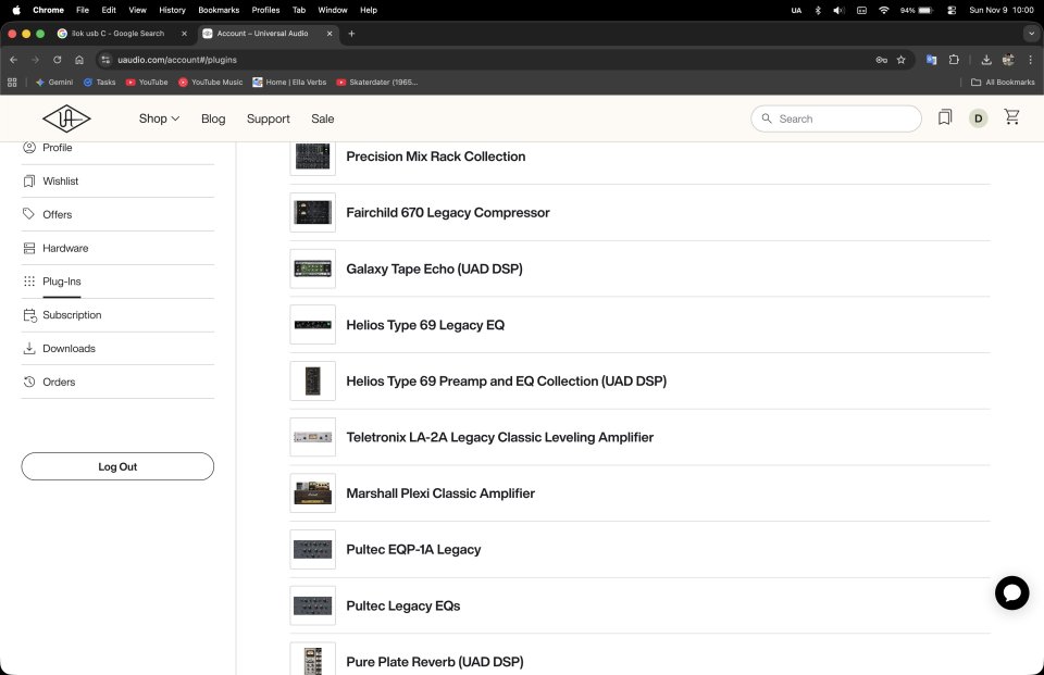 Cuenta de Ilok con Universal Audio y más