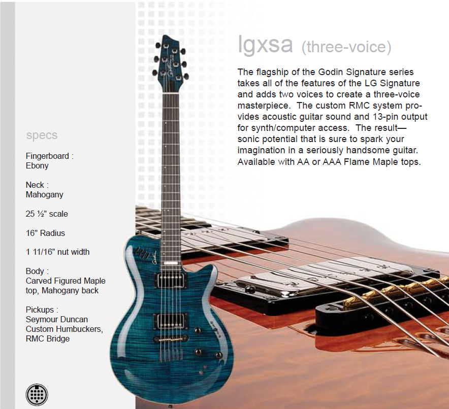 Godin LGX-SA Trans Blue 2005 Multi-Voice de segunda mano · Foto 9 de 10 · Barcelona · 1425 €