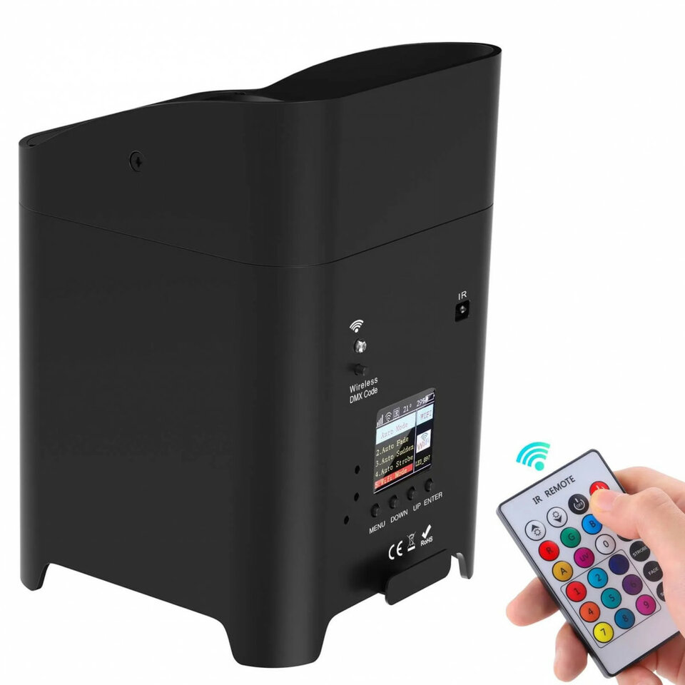 Set 2 focos LED WASH de 108W recargables RGBWA UV