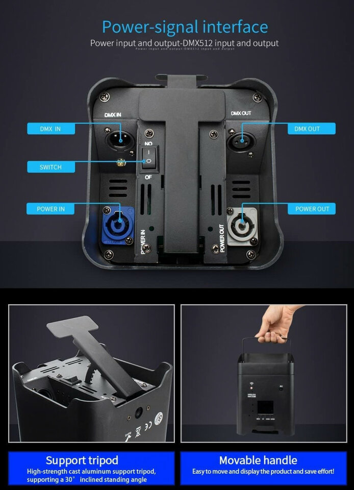 Set 2 focos LED WASH de 108W recargables RGBWA UV