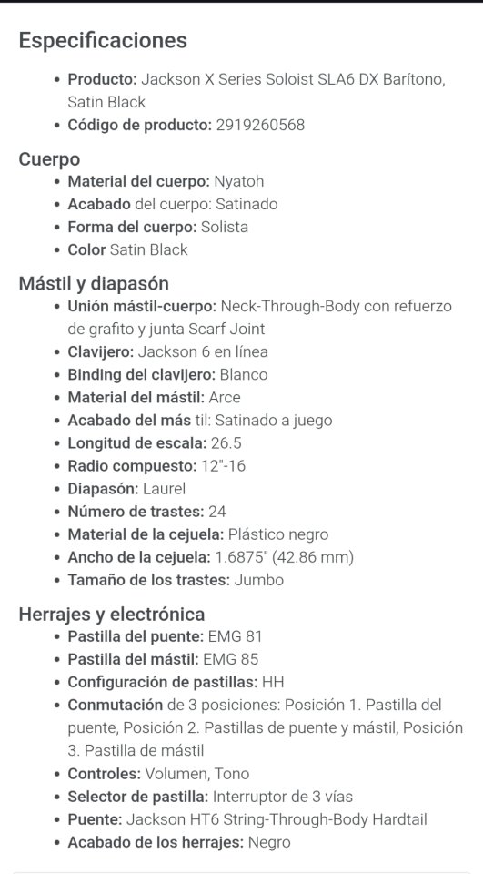 Jackson Soloist X series Baritono