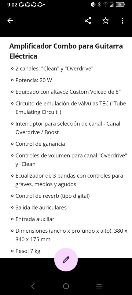 Amplificador combo para guitarra eléctrica