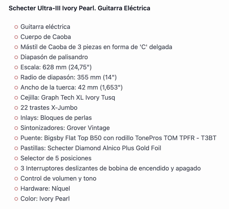 Vendo (o podría cambiar) Schecter Ultra III Ivory Pearl / MINT de segunda mano · Foto 9 de 9 · Valencia · 985 €