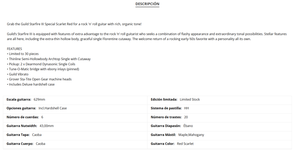 Guild Starfire III Special (Limited Edition) de segunda mano · Foto 10 de 10 · Barcelona · 2000 €