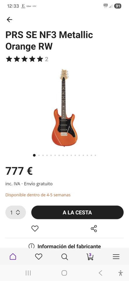PRS NF3 Metallic Orange - Mejorada