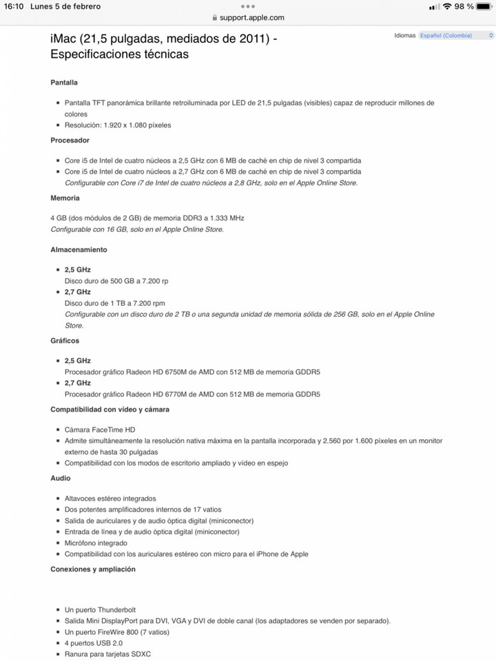 Pack IMAC 21” con targeta de sonido MBOX PRO GEN 3