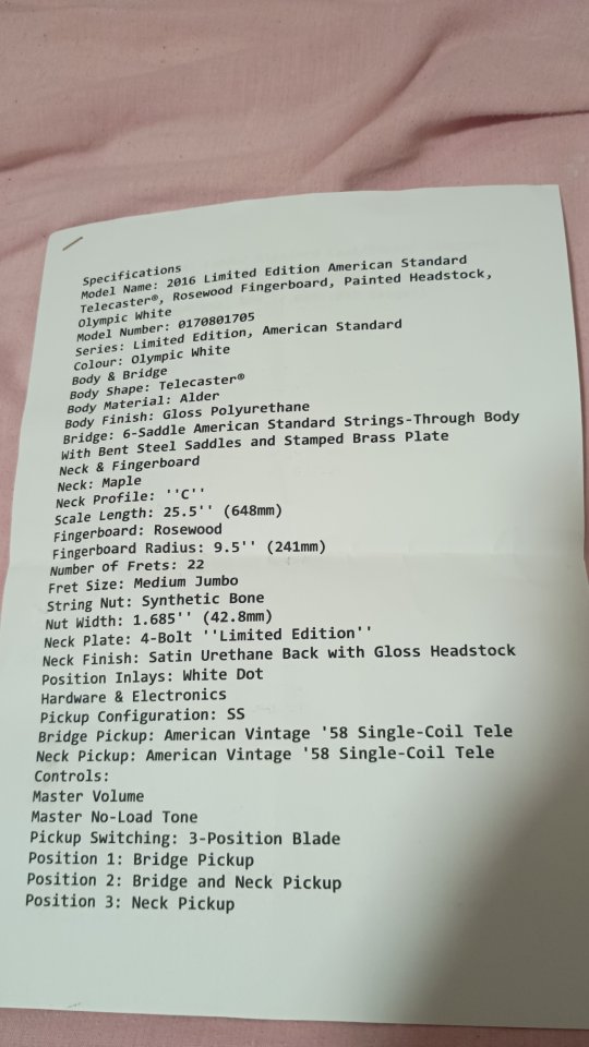 Fender telecaster 2016 Limited Edition American Standard de segunda mano · Foto 6 de 9 · Málaga · 1200 €