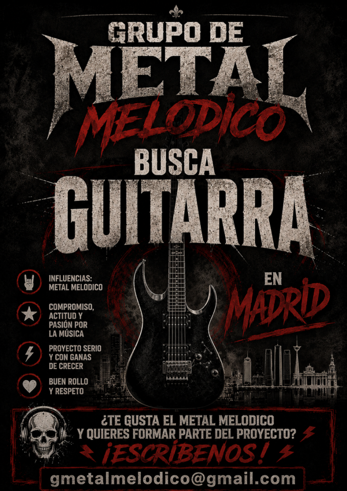 Se busca guitarra para grupo de metal melodico de segunda mano · Madrid