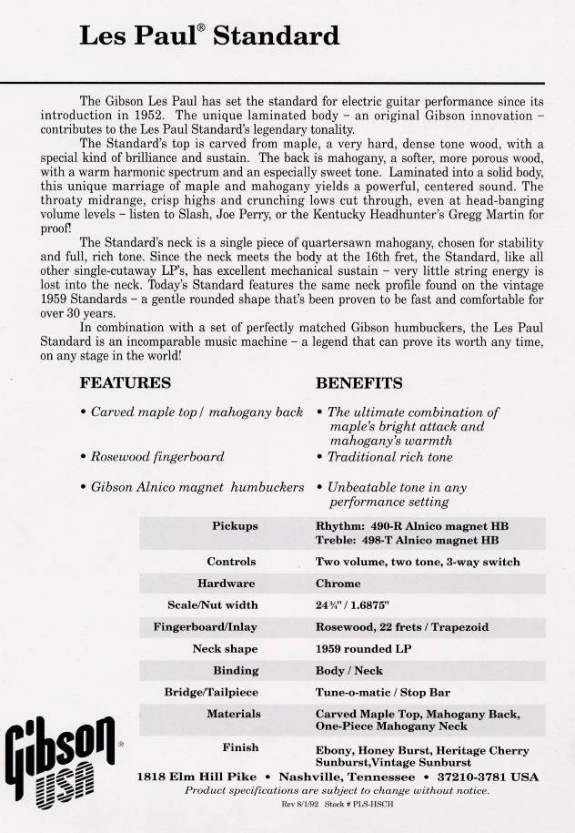 Gibson Les Paul Standard 1993 - Honey burst