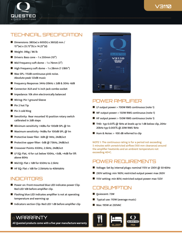 Monitores Quested V3110 en estado impecable