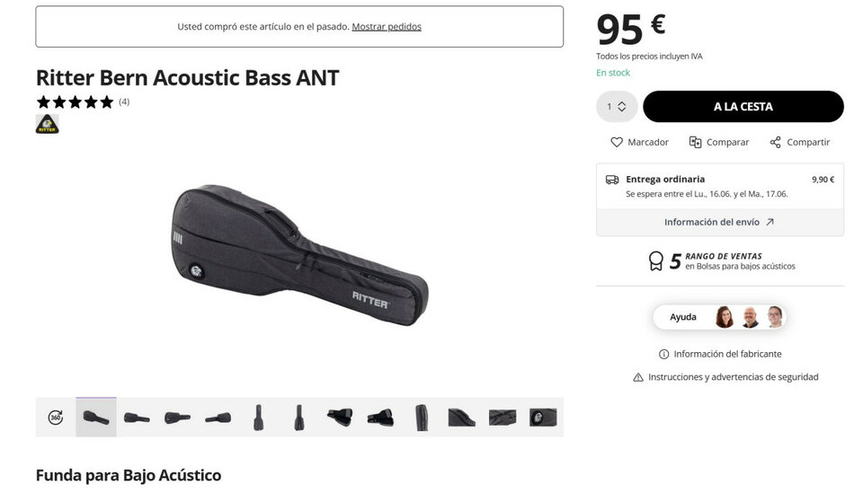 Estuche gama alta bajo caja o acústico Ritter BERN Acoustic Bass ANT