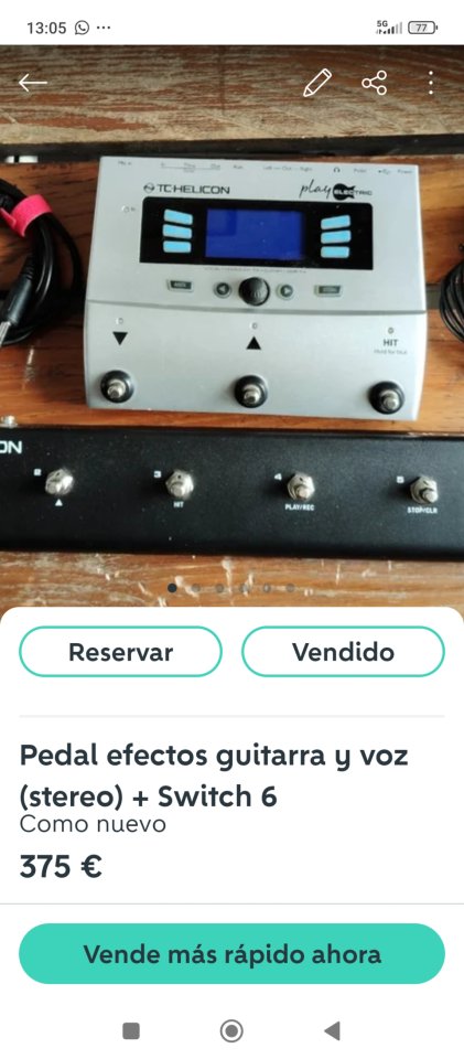 Pedal tc Helicón play eléctric guitarra y voz y footSwitc 6