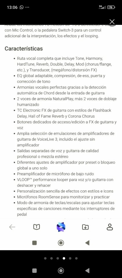 Pedal tc Helicón play eléctric guitarra y voz y footSwitc 6