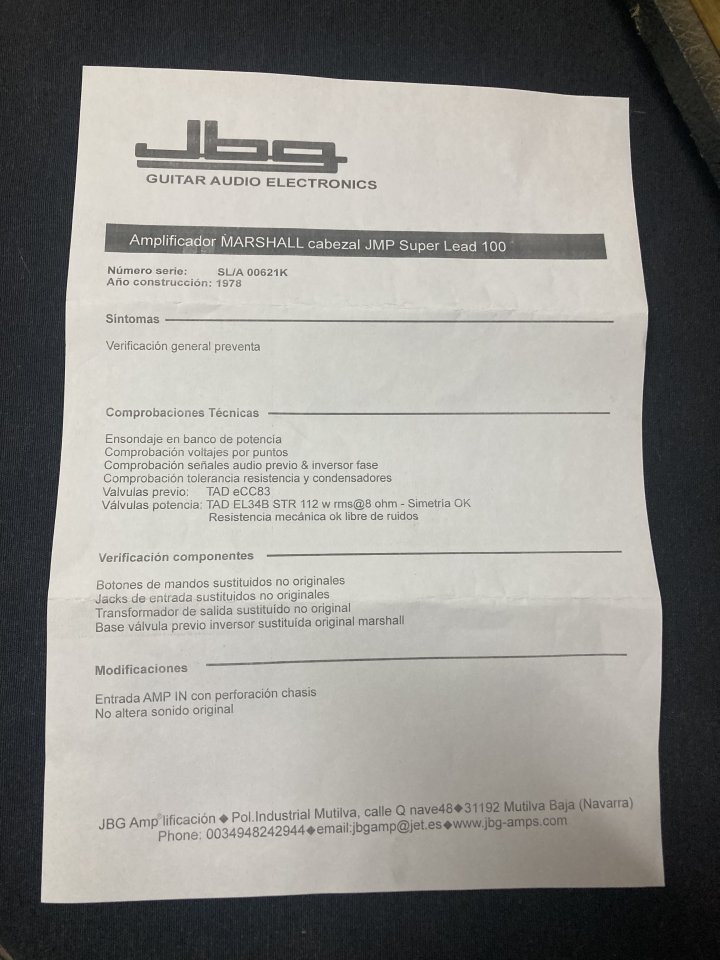 Marshall jmp mkII máster model 100w mod.2203
